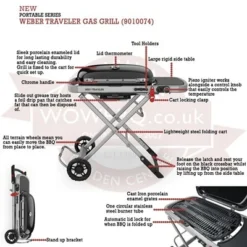 Weber Traveler Portable Gas BBQ BUNDLE -Grillora Sales 9010074 8482 7030 7034 2