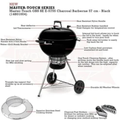 Weber Master-Touch GBS E-5755 Charcoal Grill 57cm Black 14 Weber Master-Touch GBS E-5755 Charcoal Grill 57cm Black -Grillora Sales WEB14801004 7
